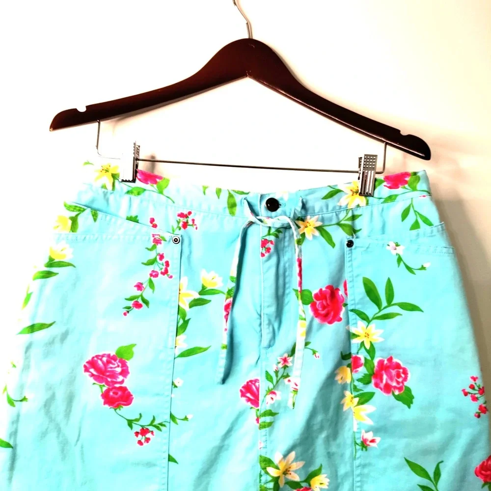 DAVID N SPORT Women 14 Floral Tropical Skort Drawstring Tennis Beach Golf Resort